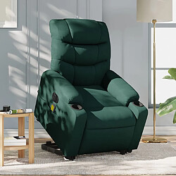 Maison Chic Fauteuil Relax pour salon, Fauteuil inclinable de massage électrique Vert foncé Tissu -GKD86922