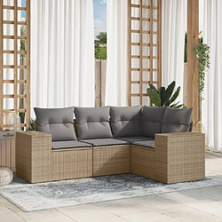 Maison Chic Salon de jardin avec coussins 4 pcs | Ensemble de Table et chaises | Mobilier d'Extérieur beige résine tressée -GKD59706