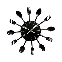 Horloge Murale 3D Creative Cuisine Motif Cuillère Fourchette Miroir Wall Sticker Decal