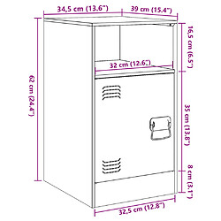 vidaXL Table de chevet rose 34,5x39x62 cm acier pas cher