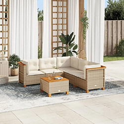 vidaXL Salon de jardin avec coussins 6 pcs beige résine tressée