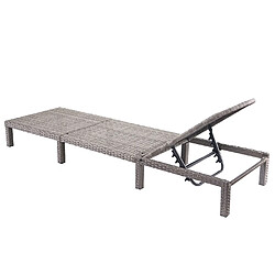 Mendler Chaise longue HWC-A51, en polyrotin, transat de jardin ~ Premium gris, coussin gris foncé pas cher