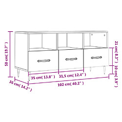 vidaXL Meuble TV sonoma gris 102x36x50 cm bois d'ingénierie pas cher