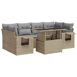 vidaXL Salon de jardin avec coussins 7 pcs beige résine tressée