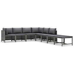 vidaXL Salon de jardin 8 pcs avec coussins Résine tressée Gris