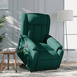 vidaXL Fauteuil inclinable de massage Vert foncé Tissu