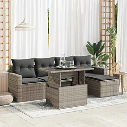 vidaXL Salon de jardin 6 pcs avec coussins gris résine tressée