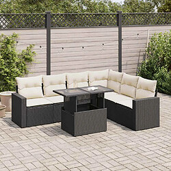 vidaXL Salon de jardin 7 pcs avec coussins noir résine tressée