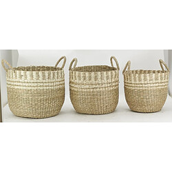 Avis Aubry Gaspard Cache-pots en jonc de mer naturel tressé (lot de 3).