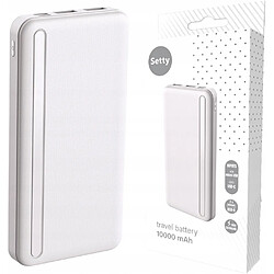 SANAG Setty Power Bank Chargeur De Batterie Lcd 10 000 Mah 2 Ports Usb Pour Tous Les Téléphones Portables, Samsung, Iphone, Xiaomi, Huawei, Batterie De Voyage, Couleur Blanche