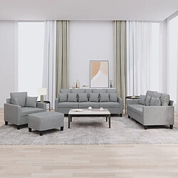 Maison Chic Ensemble de canapés 4 pcs coussins, Canapé droit Sofa pour Salon gris clair tissu -GKD106165