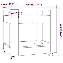 vidaXL Chariot de bureau Sonoma gris 60x45x60 cm Bois d'ingénierie pas cher