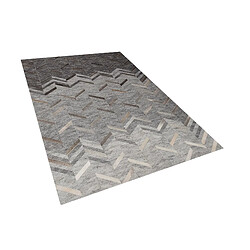 Beliani Tapis gris en cuir et viscose 140 x 200 cm ARKUM