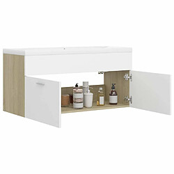 Avis vidaXL Armoire d'évier et lavabo intégré Blanc/chêne sonoma Aggloméré