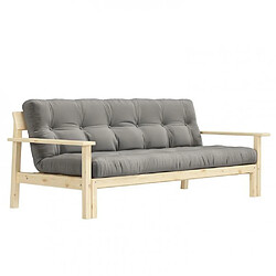 Inside 75 Canapé convertible futon UNWIND pin naturel coloris gris couchage 130 x 190 cm.