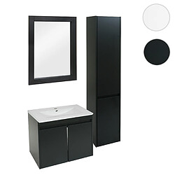 Mendler Ensemble pour salle de bain HWC-L86, lavabo miroir mural armoire suspendue lavabo, certifié MVG revêtement mélaminé ~ noir