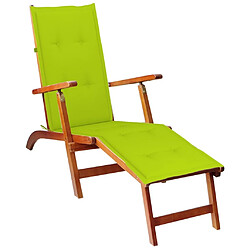 Maison Chic Chaise longue,Chaise de terrasse,Chaise d’extérieur avec repose-pied et coussin Acacia solide -GKD59831