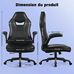 Lexzurn Chaise Gaming Inclinable 135° Accoudoirs Pliables et Hauteur Fauteuil Gaming Ergonomique Noir pas cher