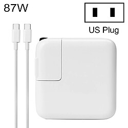 Wewoo Chargeur Adaptateur secteur 87W portable avec câble de chargement 1,8 m Type-C, prise américaine, pour MacBook, Xiaomi, Huawei, Lenovo, ASUS et autres ordinateurs portables (Blanc)