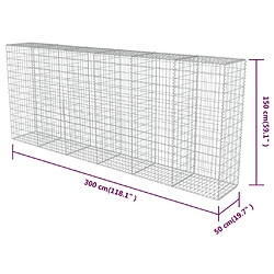 vidaXL Mur en gabion avec couvercles Acier galvanisé 300 x 50 x 150 cm pas cher