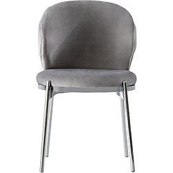 Avis Vivenla Lot de 2 chaises de salle à manger design avec capitonnage à l'arrière revêtement en velours gris clair et piètement en acier inoxydable argenté collection AVERIL