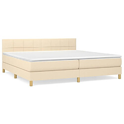 vidaXL Sommier à lattes de lit avec matelas Crème 200x200 cm Tissu