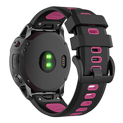 Bracelet en silicone bicolore, libération rapide 26mm, noir/rose pour votre Garmin Fenix 7X