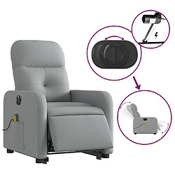 Acheter vidaXL Fauteuil inclinable de massage électrique Gris clair Tissu