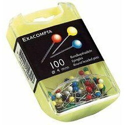 Exacompta Épingles sphériques Boîte de 100 Ø 4 mm Couleurs assorties