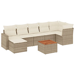 vidaXL Salon de jardin avec coussins 8 pcs beige résine tressée