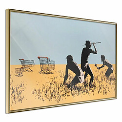 Paris Prix Affiche Murale Encadrée Banksy Trolley Hunters 30 x 20 cm Or