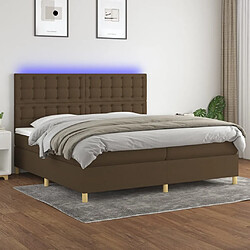 Maison Chic Lit adulte- Lit + matelas + LED,Sommier à lattes de lit matelas et LED Marron foncé 200x200 cm -GKD28429