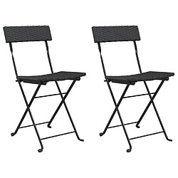 vidaXL Chaises de bistrot pliantes lot de 2 Noir Résine tressée acier