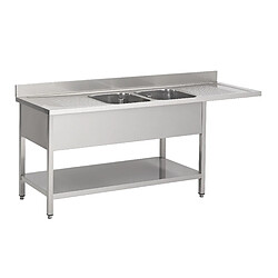 Plonge Inox Sous-Tablette Espace Lave-Vaisselle Droite 2 Bacs Gamme 700 - Fabrinox