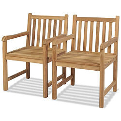 vidaXL Chaises d'extérieur lot de 2 Bois de teck solide 