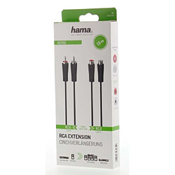 HAMA Rallonge audio, 2 fiches RCA mâles - 2 fiches RCA fem., 1,5 m