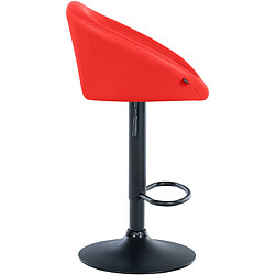 Decoshop26 Tabouret de bar assise pivotante à 360° hauteur réglable en PVC rouge piètement en métal noir 10_0004766