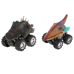 2 Pièces Divers Dinosaures Figurine Véhicule de Voiture Jouets pour Enfants - 7 x 5 x 6 cm