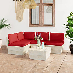 Maison Chic Salon de jardin palette 5 pcs avec coussins - Table et chaises d'extérieur - Mobilier/Meubles de jardin Moderne épicéa imprégné -MN80405