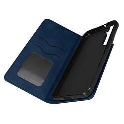 Avizar Etui Folio Samsung Galaxy S22 Plus Porte Carte Simili Cuir Daim bleu