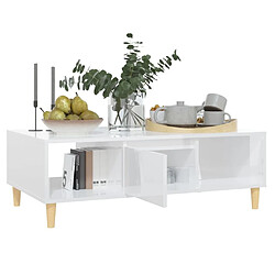 Acheter Maison Chic Tabls basse,Table Console pour salon Blanc brillant 103,5x60x35 cm Aggloméré -MN99187