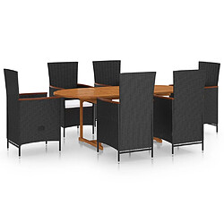 Salle à manger de jardin 7 pcs,Table et chaise à dîner Résine tressée Noir -MN63799