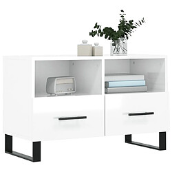 Avis Maison Chic Meuble TV scandinave - Banc TV pour salon Blanc brillant 80x36x50 cm Bois d'ingénierie -MN55296