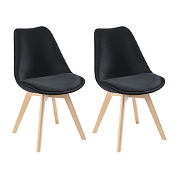 Vente-Unique Lot de 2 chaises en velours et hêtre - Noir - JODY