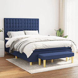 Maison Chic Lit Adulte - Lit simple Lit à sommier tapissier avec matelas moelleux - Meuble de Chambre - Bleu 140x190 cm Tissu -MN78117