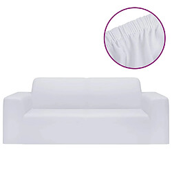 vidaXL Housse extensible de canapé 2 places Blanc Jersey de polyester