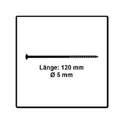 Fischer Power-Fast II FPF II Vis à bois aggloméré 5,0x120 mm, 50 pcs., tête fraisée, empreinte Torx, filetage partiel, zingué et passivé bleu ( 670674 )