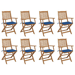 vidaXL Chaises pliables d'extérieur et coussins lot de 8 Bois d'acacia