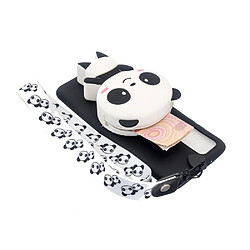 Coque en TPU + Silicone Porte-monnaie en forme d'animal de dessin animé 3D souple avec sangle de cou panda/noir pour votre Samsung Galaxy A41 (Global Version)