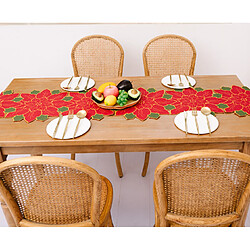 Avis C49 Décorations de Noël Christmas Christmas Rouge Fleur Table Runner Table Dress Up Christmas Table de vacances Decor de table